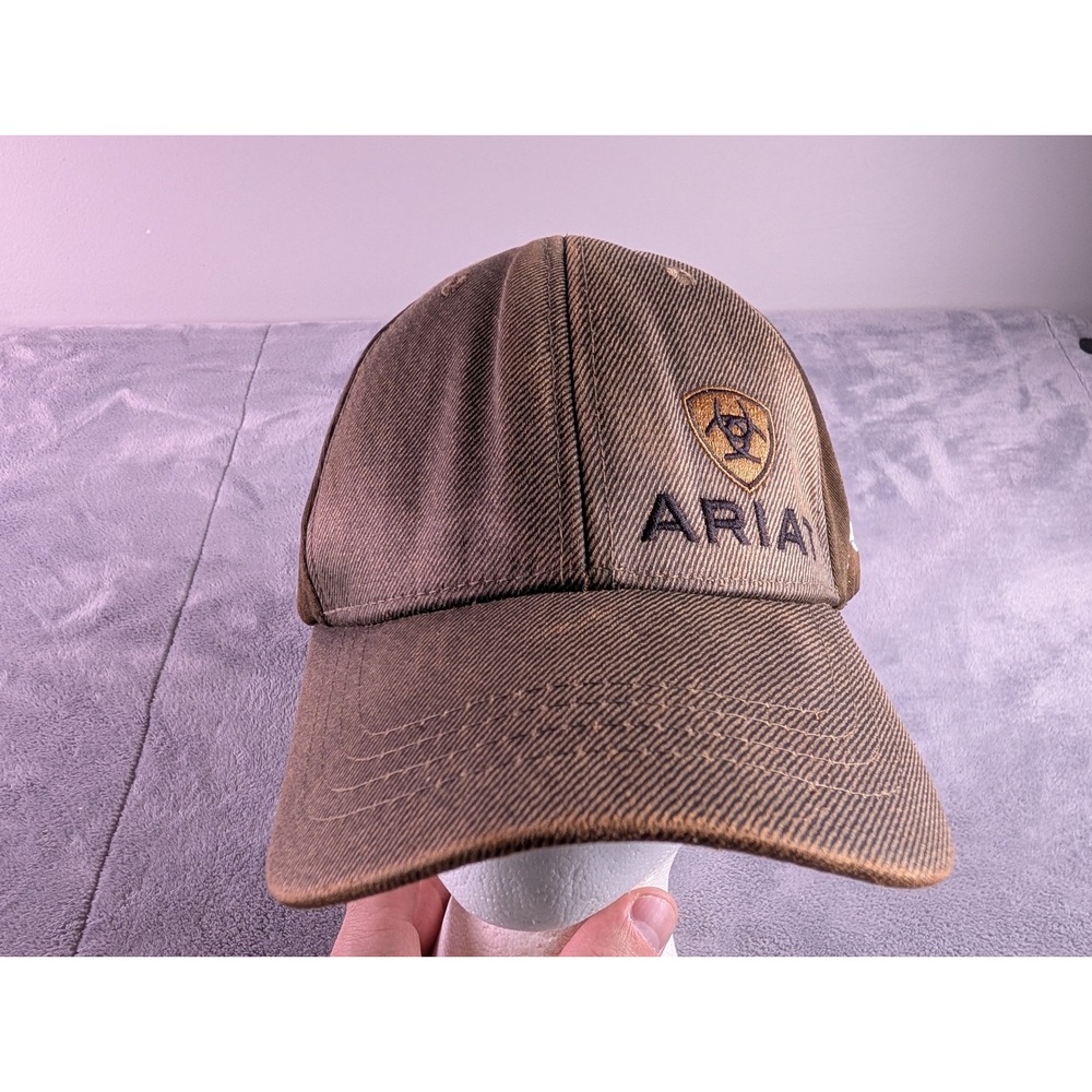 Ariat Mens Brown Distressed Logo Snapback Baseball Hat Cap